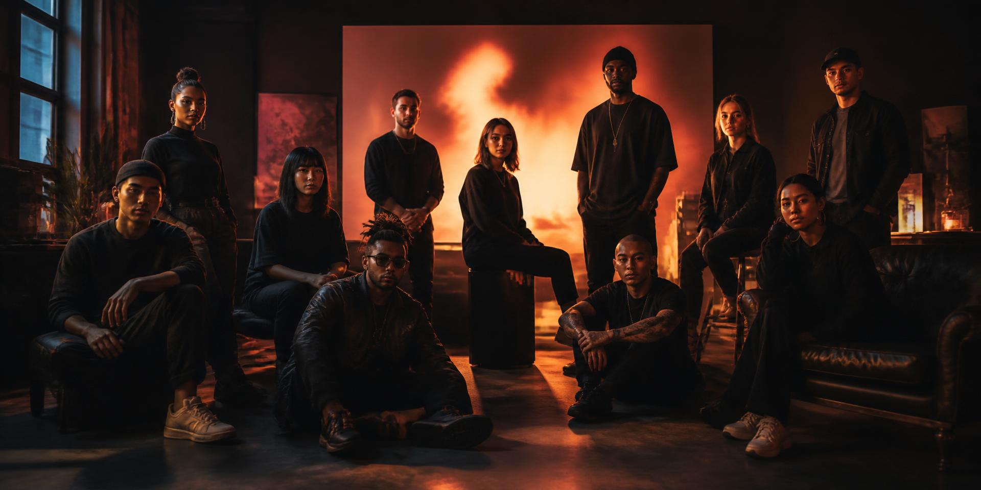 The Creative Energy team backlit by warm studio light